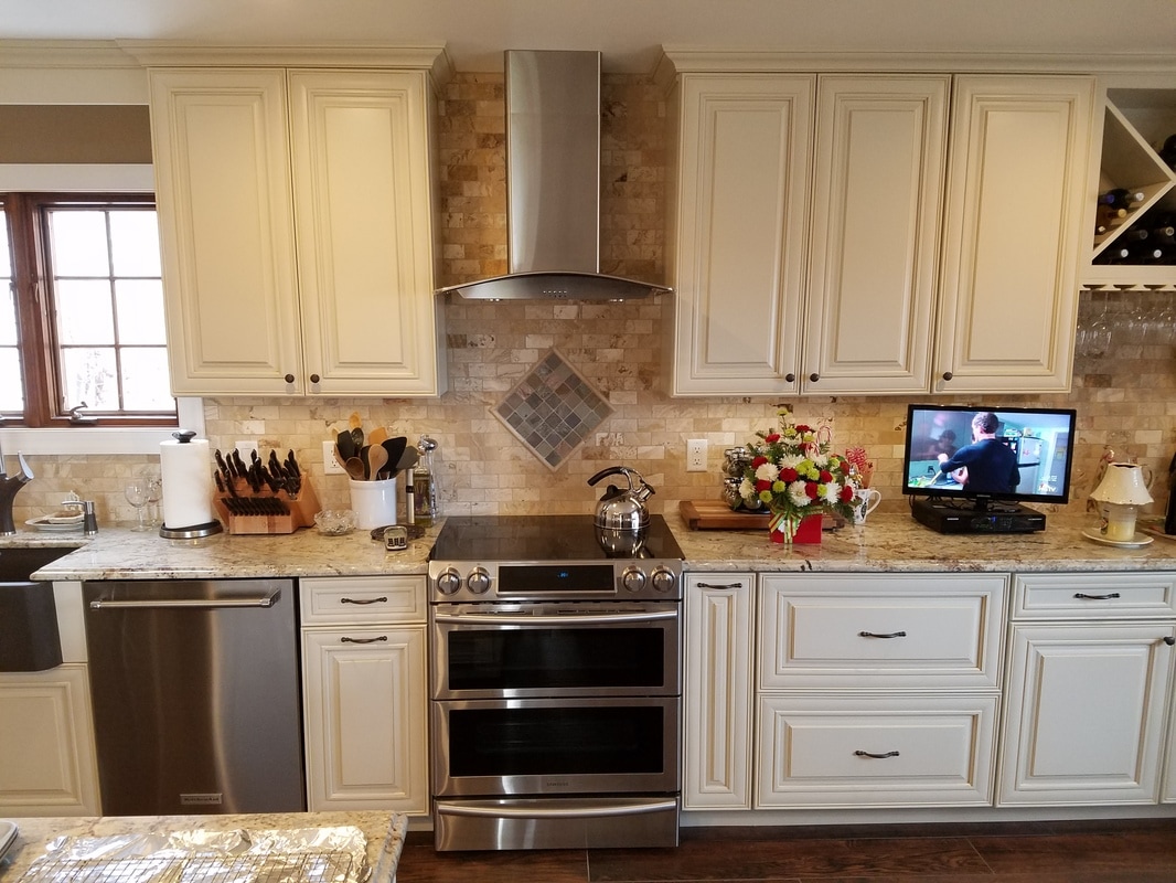 Kitchen Remodel, Cream cabinets, Stainless steel