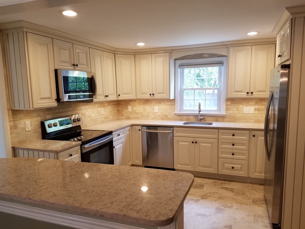 Kitchen Remodel, Cream cabinets, Stainless steel